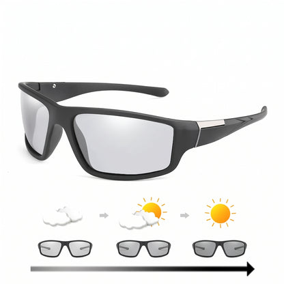 Motorcycle Accessory - XaYbZc Men Photochromic Sunglasses Matte Black