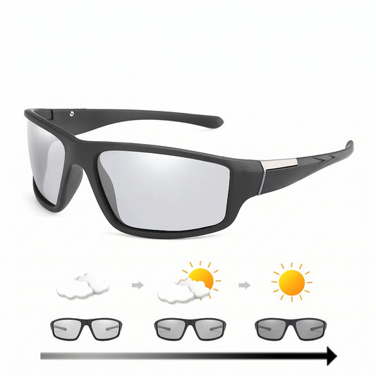 Motorcycle Accessory - XaYbZc Men Photochromic Sunglasses Matte Black
