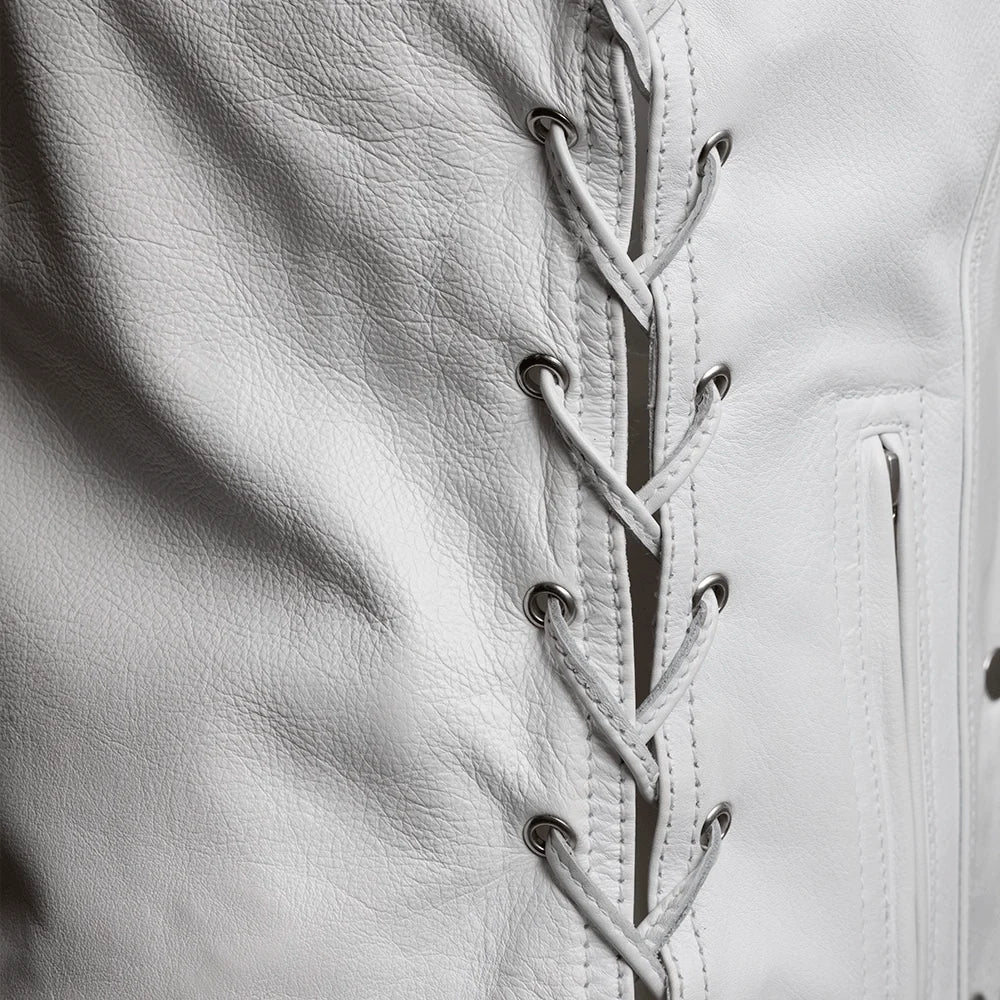 Beryl - Women's Motorcycle Leather Vest - White Women's Leather Vest Vests