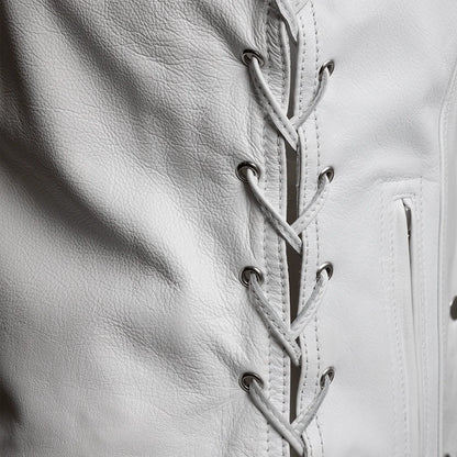Beryl - Women's Motorcycle Leather Vest - White Women's Leather Vest Vests