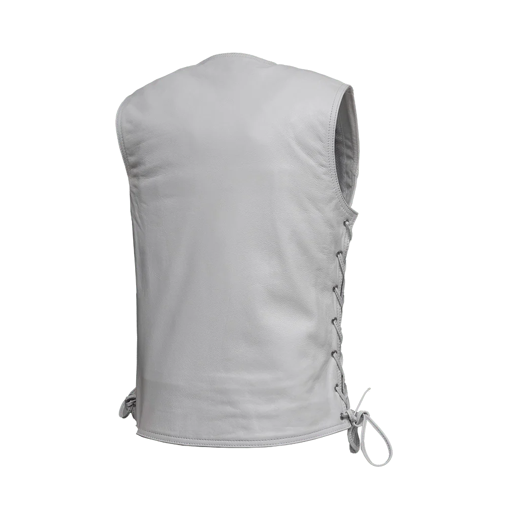 Beryl - Women's Motorcycle Leather Vest - White Women's Leather Vest Vests