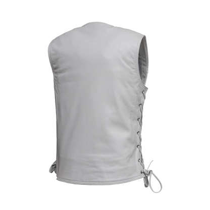 Beryl - Women's Motorcycle Leather Vest - White Women's Leather Vest Vests