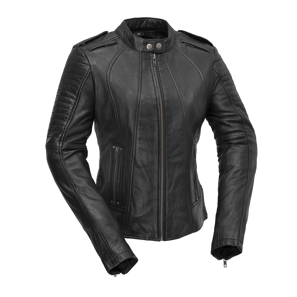 Biker - Women's Motorcycle Leather Jacket Women's Leather Jacket Jackets Black XS