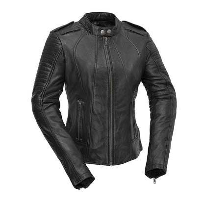 Biker - Women's Motorcycle Leather Jacket Women's Leather Jacket Jackets Black XS