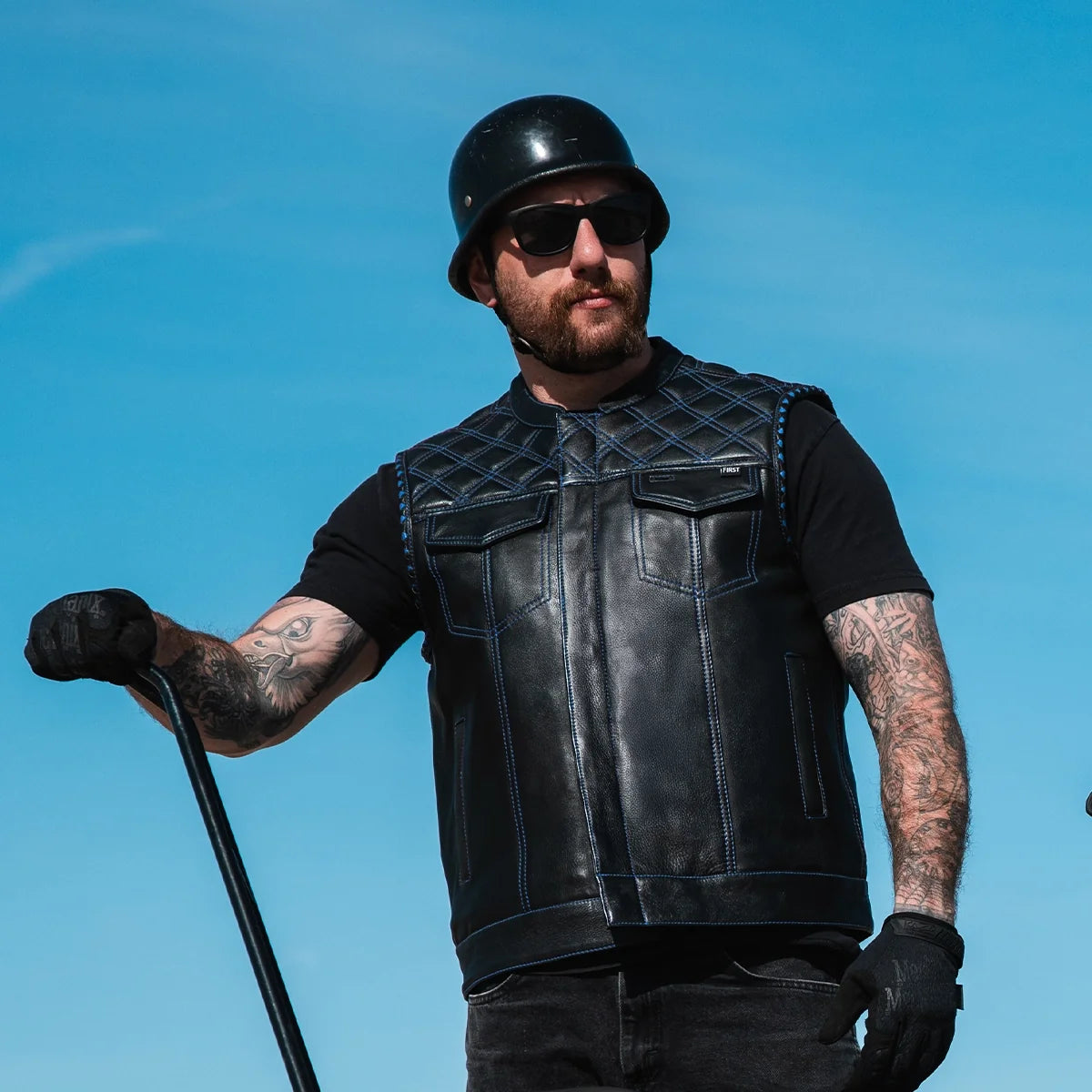 Sinister - Men's Motorcycle Leather Vest Men's Leather Vest Vests