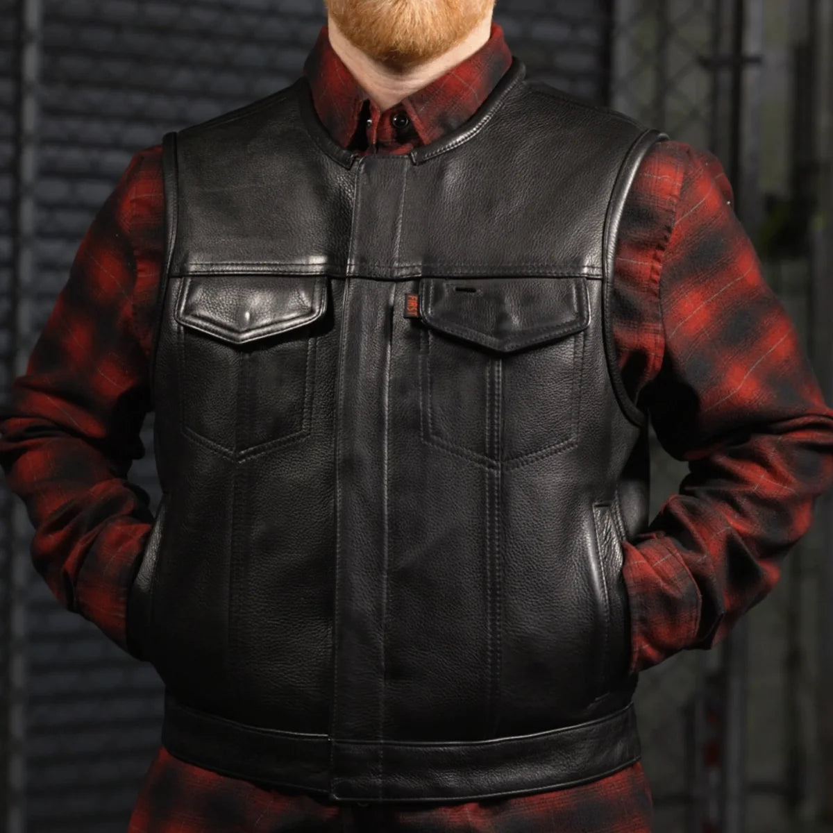 Lowside Men's Motorcycle Leather Vest Men's Leather Vest Vests