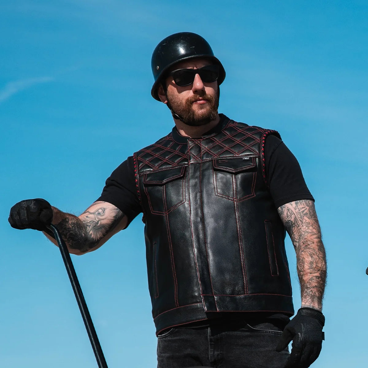 Sinister - Men's Motorcycle Leather Vest Men's Leather Vest Vests