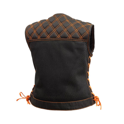 Bonnie Moto Mesh Women's Motorcycle Vest - Diamond Quilt Women's Moto Mesh Vest Vests