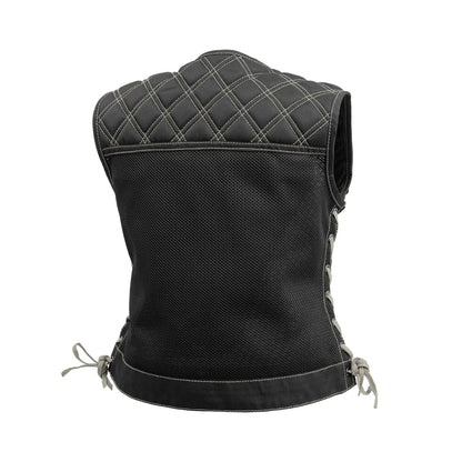 Bonnie Moto Mesh Women's Motorcycle Vest - Diamond Quilt Women's Moto Mesh Vest Vests