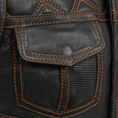 Bonnie Perforated Women's Motorcycle Leather Vest Women's Perforated Leather Vest Vests