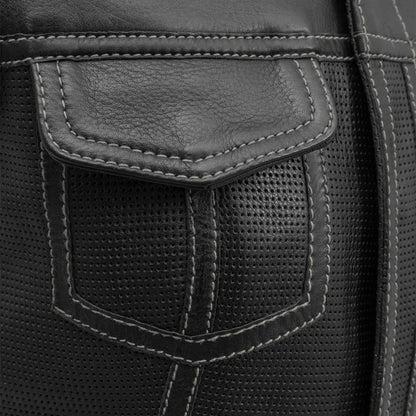 Bonnie Perforated Women's Motorcycle Leather Vest Women's Perforated Leather Vest Vests