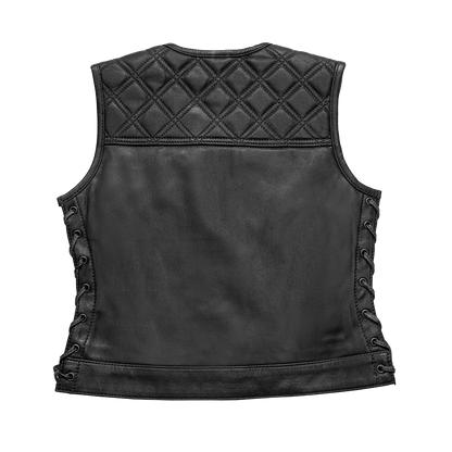 Bonnie - Women's Motorcycle Leather Vest - Diamond Quilt Women's Leather Vest Vests