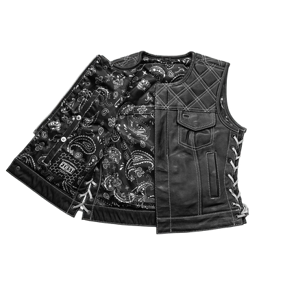 Bonnie - Women's Motorcycle Leather Vest - Diamond Quilt Women's Leather Vest Vests