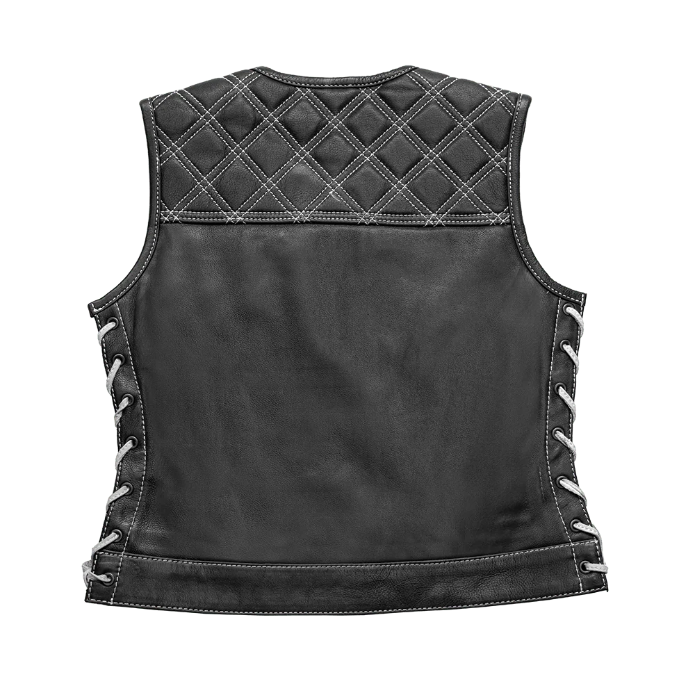 Bonnie - Women's Motorcycle Leather Vest - Diamond Quilt Women's Leather Vest Vests