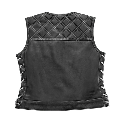Bonnie - Women's Motorcycle Leather Vest - Diamond Quilt Women's Leather Vest Vests