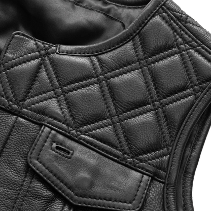 Bonnie - Women's Motorcycle Leather Vest - Diamond Quilt Women's Leather Vest Vests