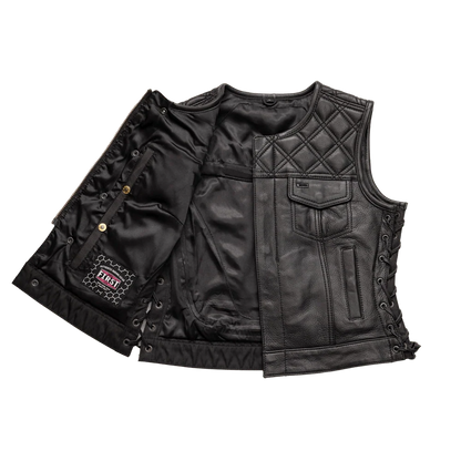Bonnie - Women's Motorcycle Leather Vest - Diamond Quilt Women's Leather Vest Vests