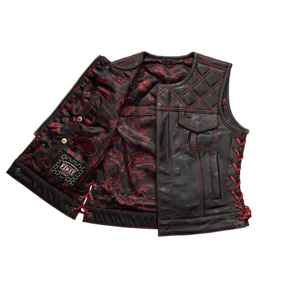 Bonnie - Women's Motorcycle Leather Vest - Diamond Quilt Women's Leather Vest Vests