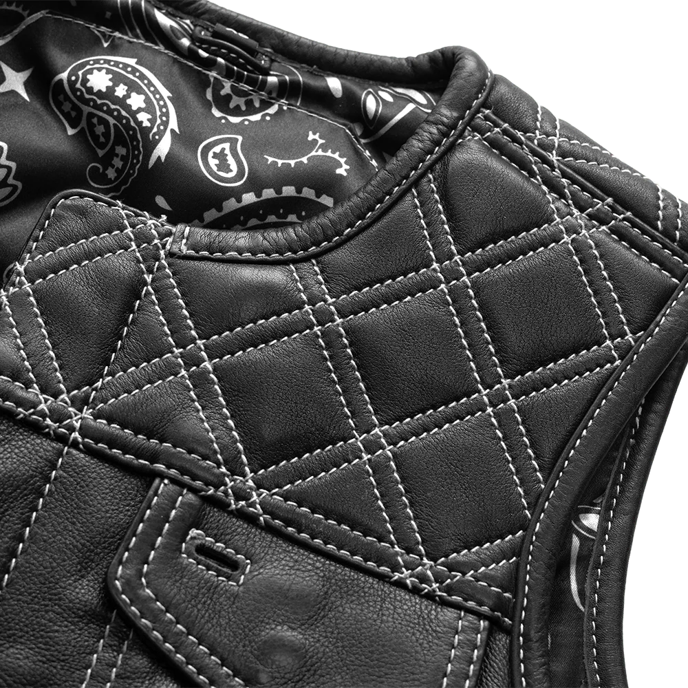 Bonnie - Women's Motorcycle Leather Vest - Diamond Quilt Women's Leather Vest Vests