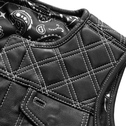Bonnie - Women's Motorcycle Leather Vest - Diamond Quilt Women's Leather Vest Vests