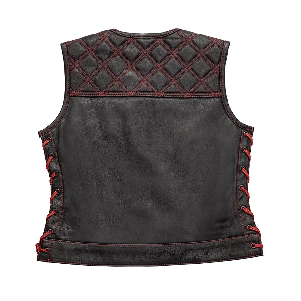 Bonnie - Women's Motorcycle Leather Vest - Diamond Quilt Women's Leather Vest Vests