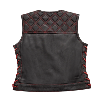 Bonnie - Women's Motorcycle Leather Vest - Diamond Quilt Women's Leather Vest Vests