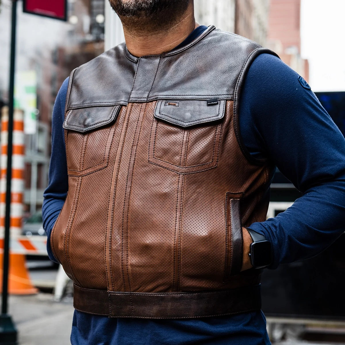 Lowside Gunner Men's Perforated Leather Vest Men's Perforated Leather Vest Vests