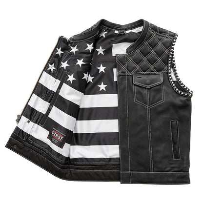 Burton - Men's Club Style Leather Vest - Limited Edition Men's Leather Vest Vests