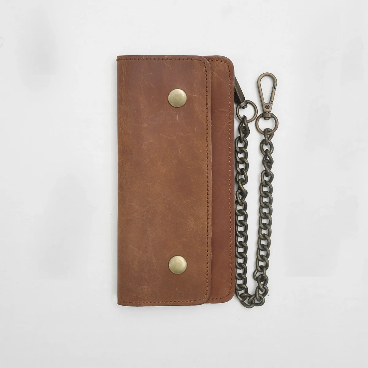 LARGE TRUCKER - Vegetable Tanned Leather Wallet Leather Wallet Accessories CAMEL Antique Brass