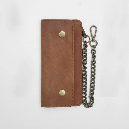 LARGE TRUCKER - Vegetable Tanned Leather Wallet Leather Wallet Accessories CAMEL Antique Brass