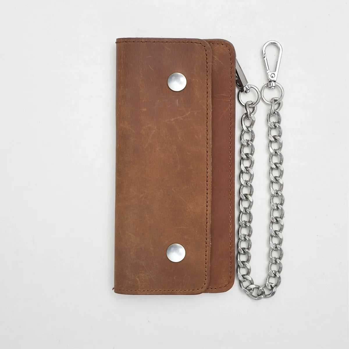 LARGE TRUCKER - Vegetable Tanned Leather Wallet Leather Wallet Accessories CAMEL Chrome