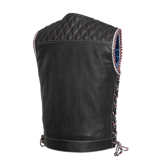 First Manufacturing Captain - Men's Motorcycle Leather Vest, Black