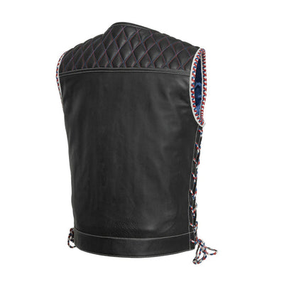 First Manufacturing Captain - Men's Motorcycle Leather Vest, Black