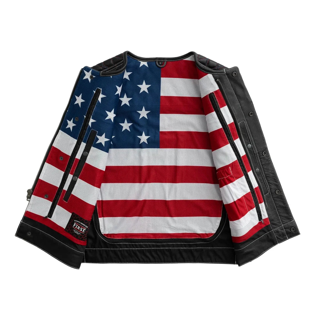 Captain Perforated Men's Motorcycle Leather Vest Men's Perforated Leather Vest Vests