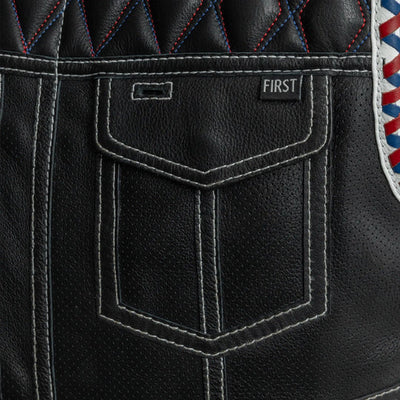 First Manufacturing Captain - Men's Motorcycle Perforated Leather Vest, Black