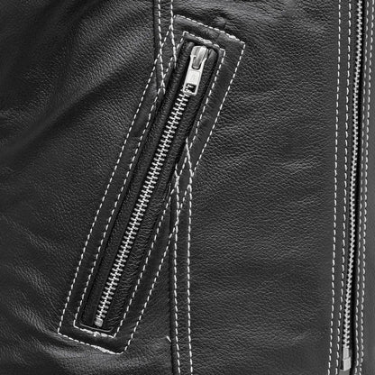 Cindy - Women's Motorcycle Leather Vest Black Women's Leather Vest Vests