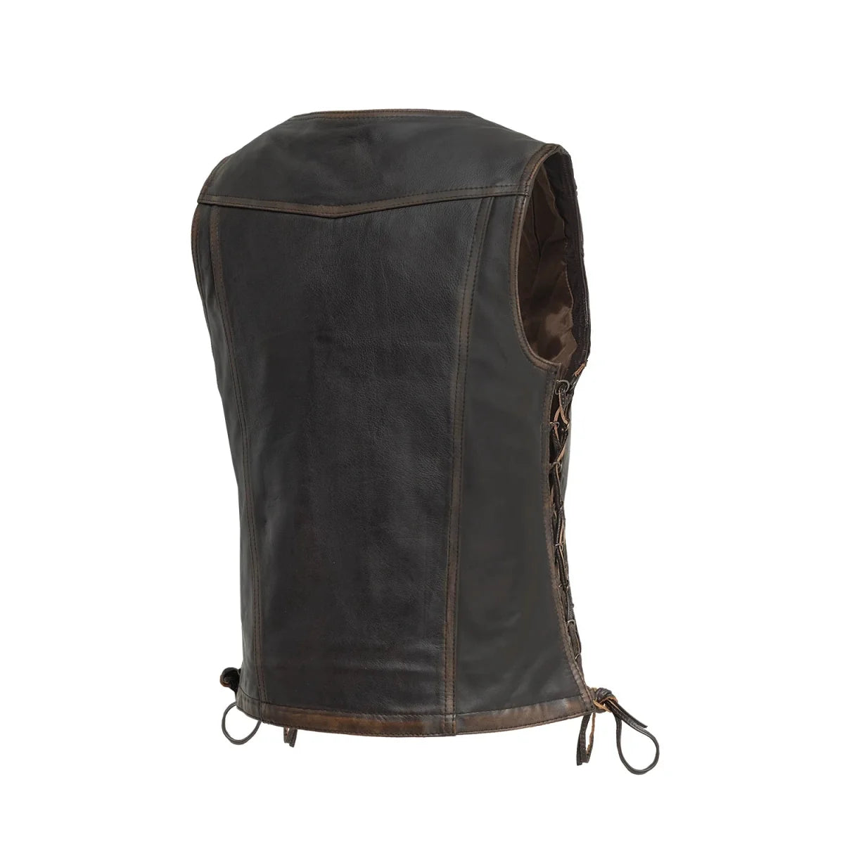 Cindy - Women's Motorcycle Leather Vest Brown Beige Women's Leather Vest Vests