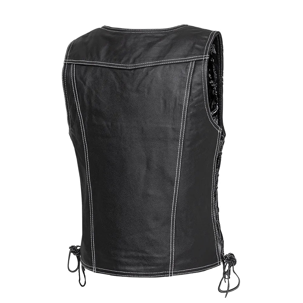Cindy - Women's Motorcycle Leather Vest Black Women's Leather Vest Vests