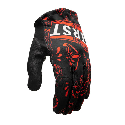 Clutch Men's Motorcycle Leather Gloves Men's Gloves Accessories Red Paisley S