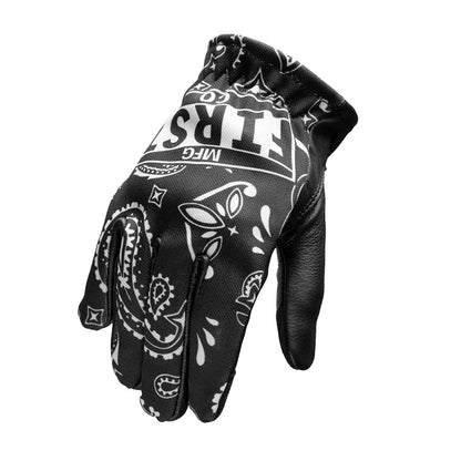 Clutch Men's Motorcycle Leather Gloves Men's Gloves Accessories Black White Paisley S