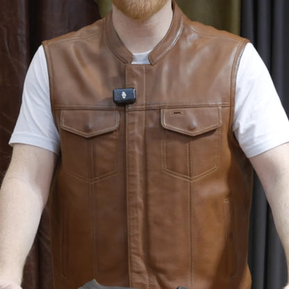 Sharp Shooter Men's Motorcycle Leather Vest Men's Leather Vest Vests