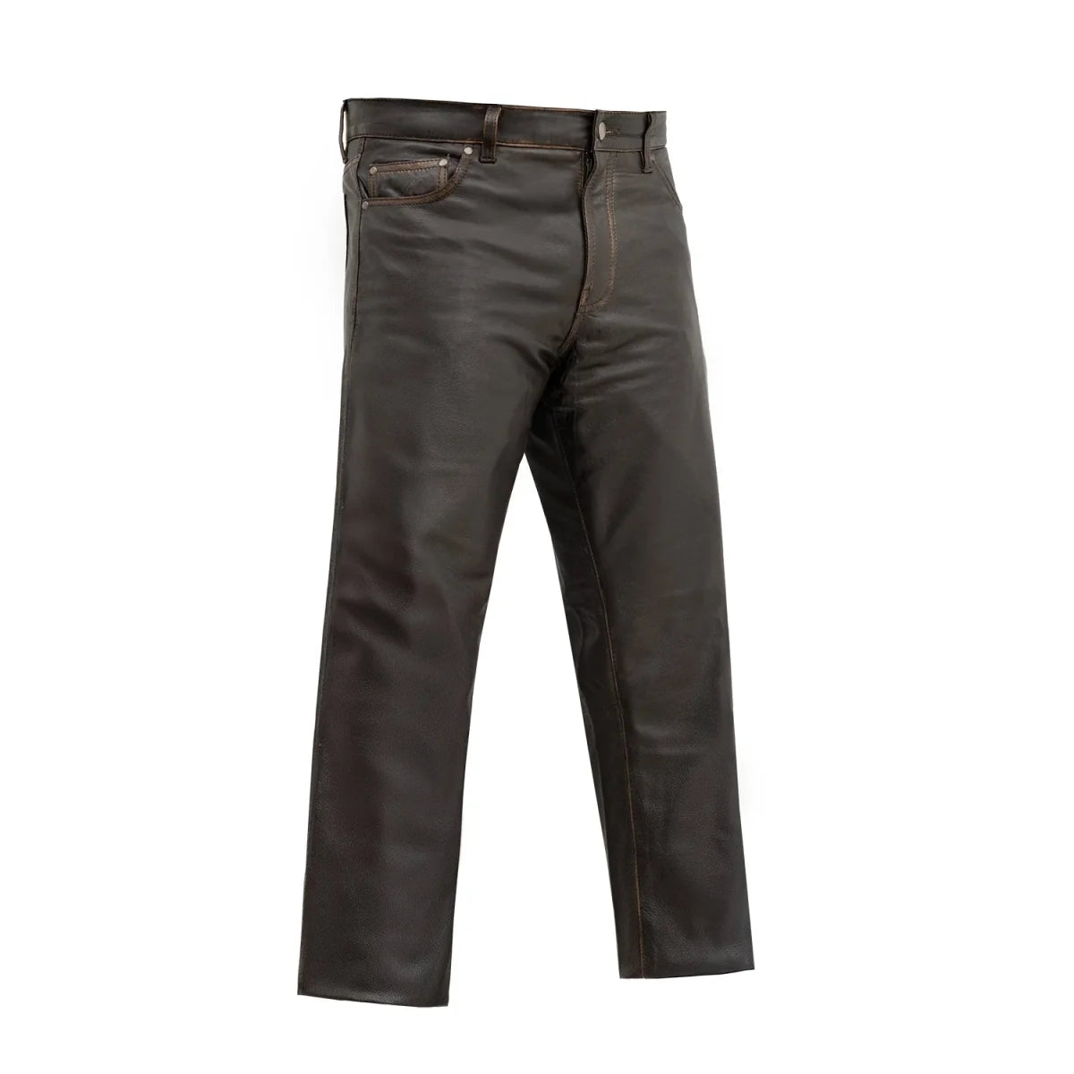 Commander Men's Leather Motorcycle Pants Men's Leather Pants First Manufacturing Company Brown Beige 26