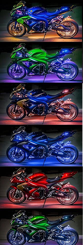 motorcycle underglow lights RGB strip kit on bikes