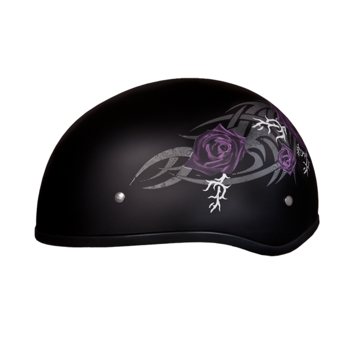Daytona D.O.T Skull Cap - w/Purple Rose Helmet