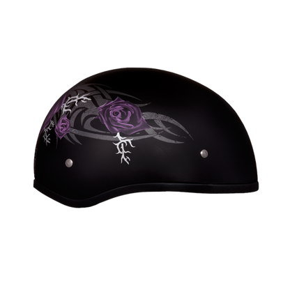 Daytona D.O.T Skull Cap - w/Purple Rose Helmet
