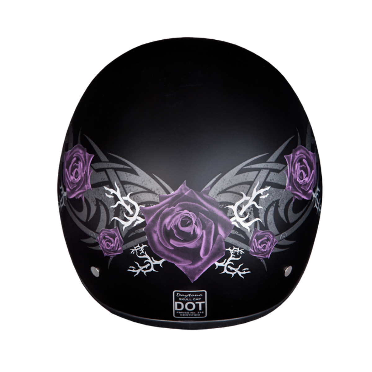 Daytona D.O.T Skull Cap - w/Purple Rose Helmet