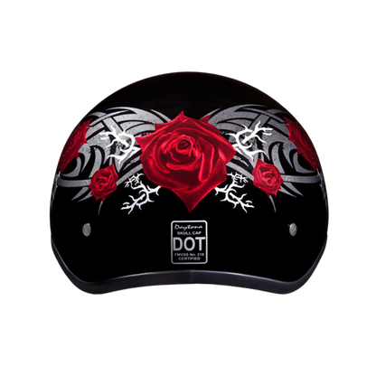 Daytona D.O.T Skull Cap - w/Rose Helmet