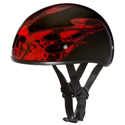Daytona D.O.T Skull Cap - w/Skull Red Flame Helmet
