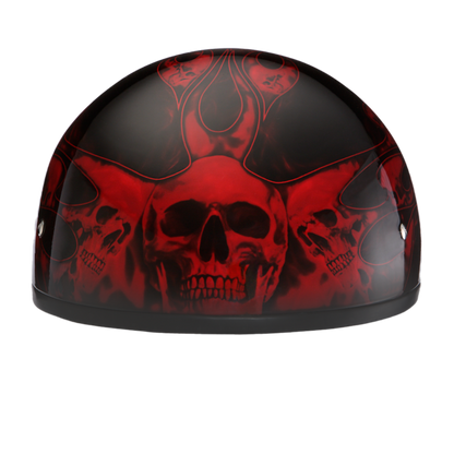 Daytona D.O.T Skull Cap - w/Skull Red Flame Helmet