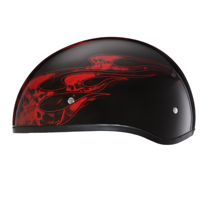 Daytona D.O.T Skull Cap - w/Skull Red Flame Helmet
